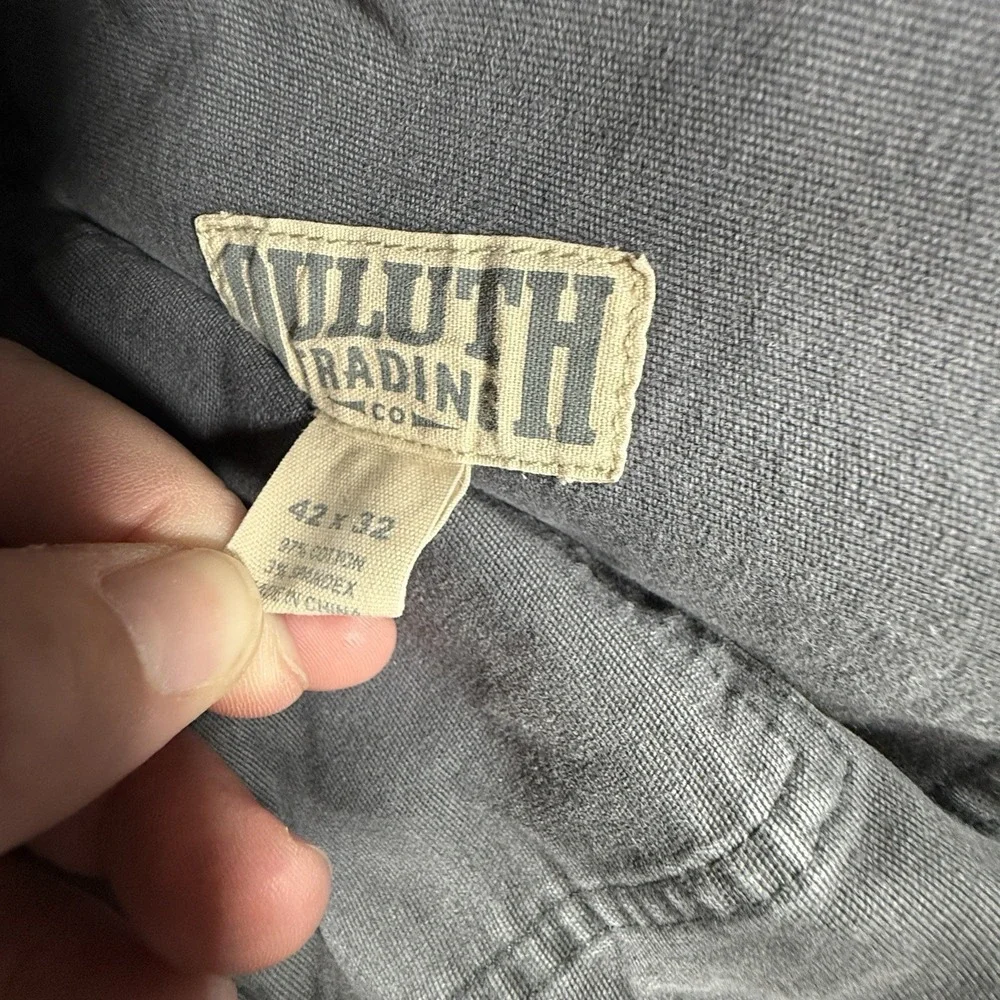 Duluth Trading Co 42x32 Gray Work Pants Flex Fire Hose 5 Pocket Stained